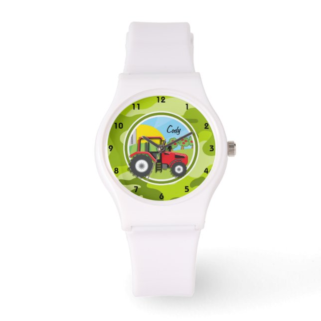 Red Tractor; bright green camo, camouflage Watch (Front)