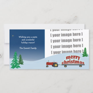 Red Tractor Christmas Photo Card