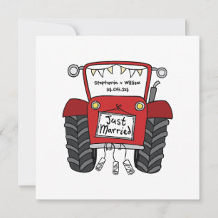 Red Tractor Country Wedding Evening Reception Invitation