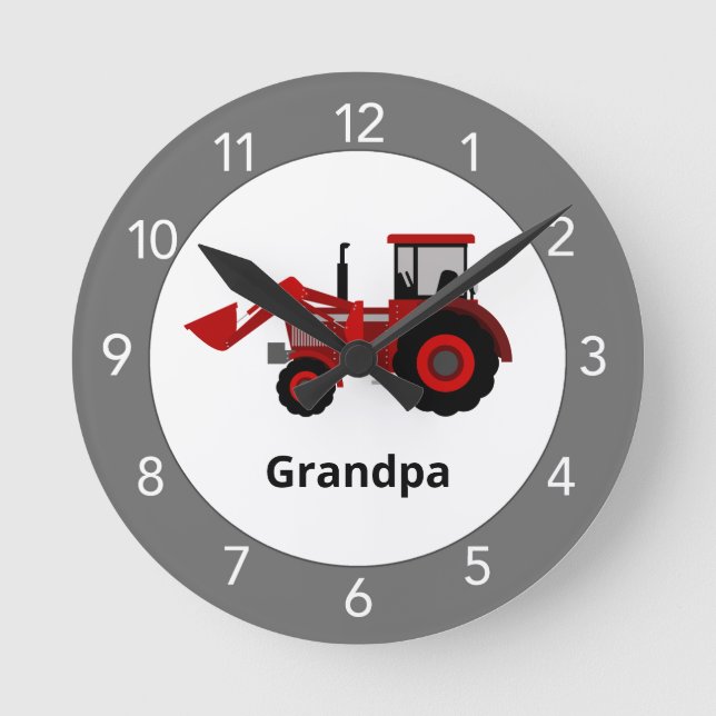 Red Tractor Custom Round Clock (Front)