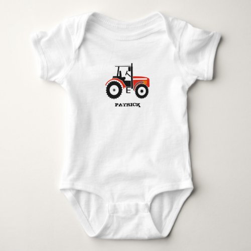 Red Tractor Design Apparel Baby Bodysuit