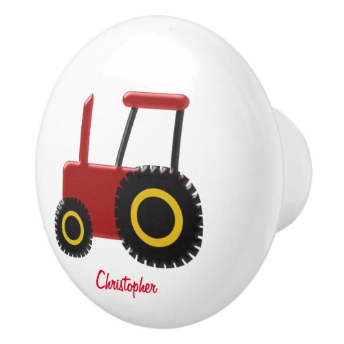 Red Tractor Design Ceramic Knob