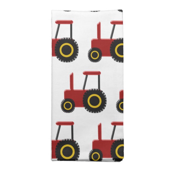 Red Tractor Design Cloth Napkin (Folded)
