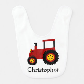 Red Tractor Design Just Add Name Baby Bib