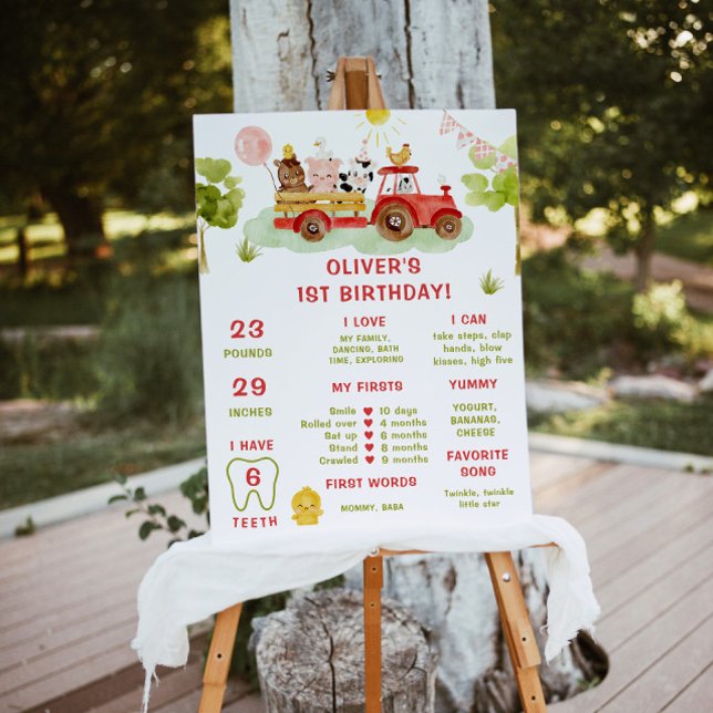 Red tractor farm animals infographic Milestone Foam Board (Creator Uploaded)