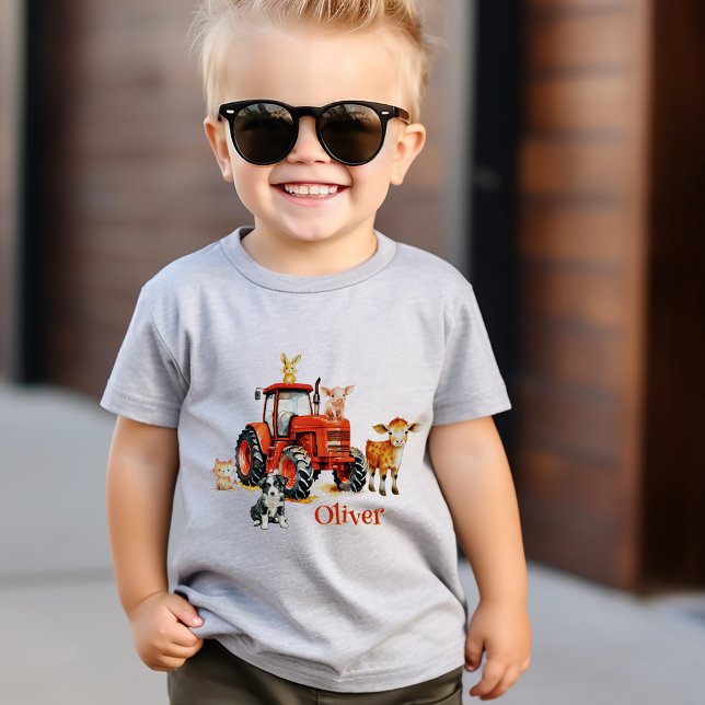 Red Tractor Farm Animals Name Template T-Shirt (Creator Uploaded)