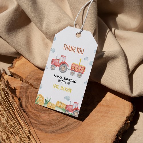 Red Tractor Farm Birthday Party Thank You Tag