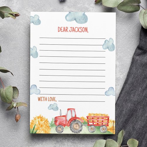 Red Tractor Farm Time Capsule Note Message Card