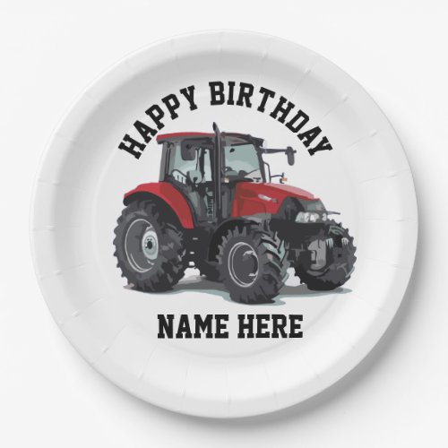 Red Tractor Farming Birthday Plates