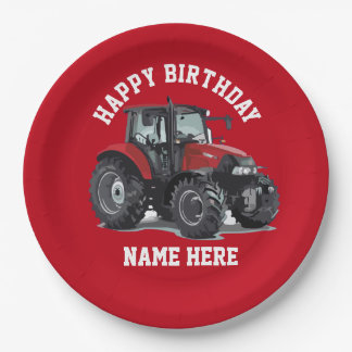Red Tractor Farming Birthday Plates