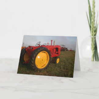 Red Tractor in the Morning Greeting Card