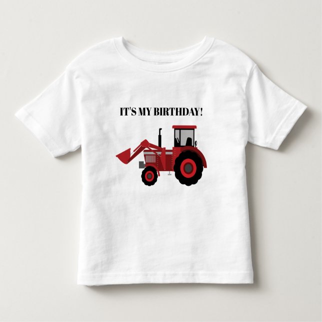 Red Tractor It's My Birthday Personalized Toddler T-shirt (Front)