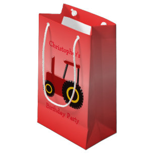 Red Tractor Just Add Name Red Birthday Small Gift Bag