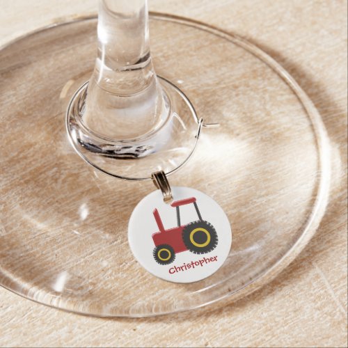 Red Tractor Just Add Name Wine Charm