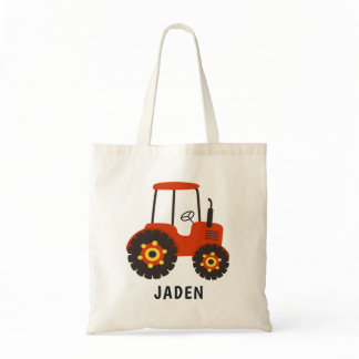 Red Tractor Kids Farm Barnyard Personalized Tote Bag