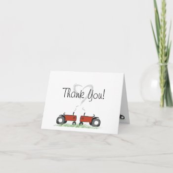 Red Tractor Love Thank-you Card by Tractorama at Zazzle