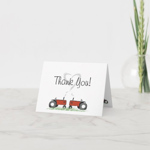 Red Tractor Love Thank_You Card