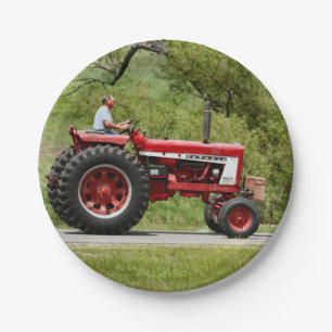 Red Tractor Paper Plates