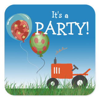 Red Tractor Party Sticker