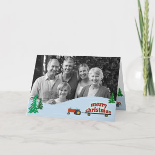Red Tractor Photo Christmas Card