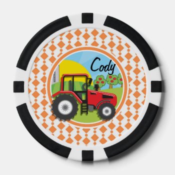 Red Tractor Poker Chips by doozydoodles at Zazzle
