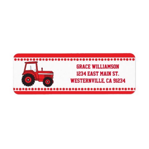 Red Tractor Return Address Labels