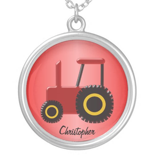 Red Tractor Silver Plated Necklace