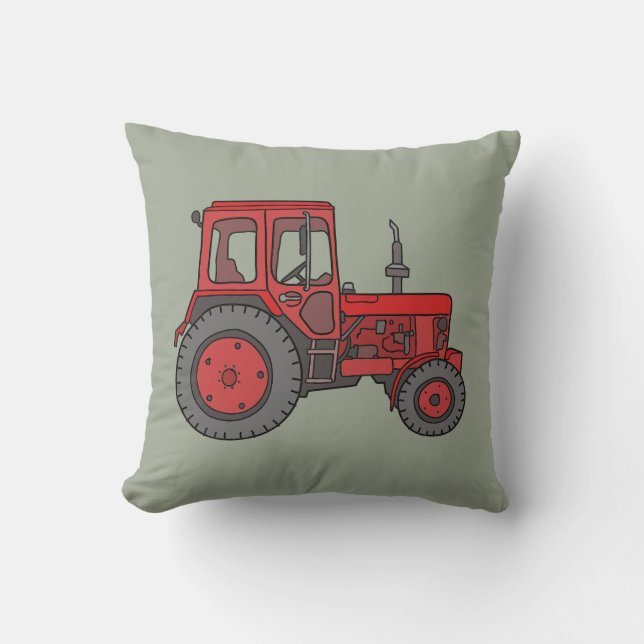 Red Tractor Throw Pillow (Front)