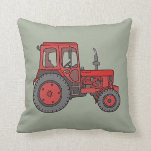 Red Tractor Throw Pillow
