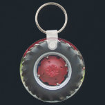 Red tractor Tire Keychain<br><div class="desc">The wheel of a red and white tractor</div>