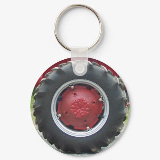 Red tractor Tire Keychain
