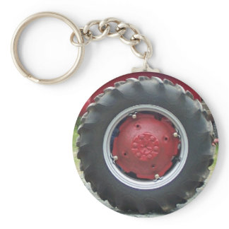 Red tractor Tire Keychain