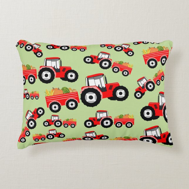 Red Tractor Truck Farm Produce  Accent Pillow (Front)
