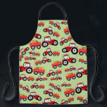 Red Tractor Truck Farm Produce Apron<br><div class="desc">A cute illustration of a red tractor truck towing a wagon filled with fruit and vegetables. The farm fruit and vegetables on the trailer include watermelon, pumpkin, potatoes and corn. Perfect for boys and girls who love tractors, trucks, heavy machinery, farming or just love playing with toy trucks. Ideal birthday...</div>