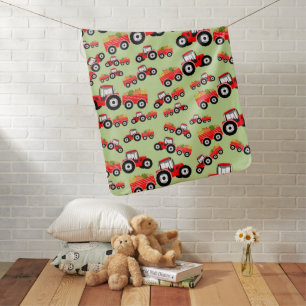 Red Tractor Truck Farm Produce Baby Blanket
