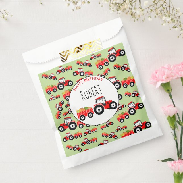 Red Tractor Truck Farm Produce Birthday Favor Bag (Sealed)