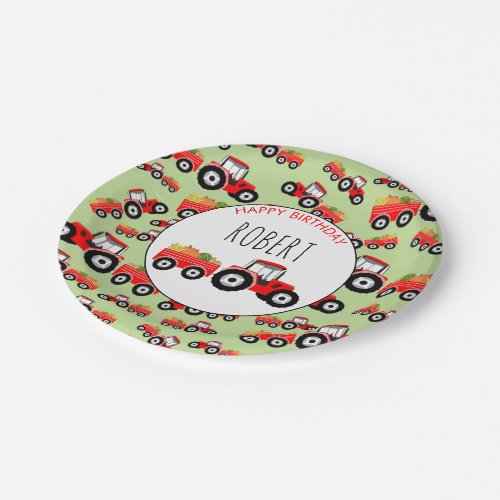 Red Tractor Truck Farm Produce Birthday Paper Plates