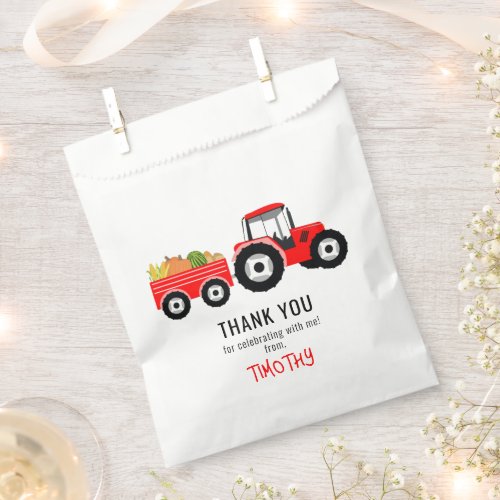 Red Tractor Truck Farm Produce Birthday Party Favor Bag