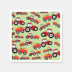 Red Tractor Truck Farm Produce Napkins