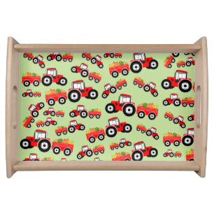 Red Tractor Truck Farm Produce Serving Tray