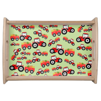 Red Tractor Truck Farm Produce Serving Tray