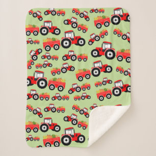 Red Tractor Truck Farm Produce Sherpa Blanket
