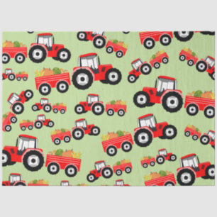 Red Tractor Truck Farm Produce Tissue Paper
