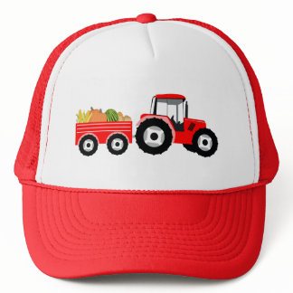 Red Tractor Truck Farm Produce Trucker Hat