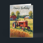 Red Tractor Vintage Rustic Farm Happy Birthday Card<br><div class="desc">This nostalgic birthday card features a retro-style picture of a red tractor in a field. The card displays the words 'Happy Birthday' at the top in elegant script typography, as well as inside the card. Ideal for vintage tractor enthusiasts, the card displays a calm countryside scene full of rustic charm....</div>