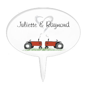 Red Tractor Wedding Cake Topper by Tractorama at Zazzle