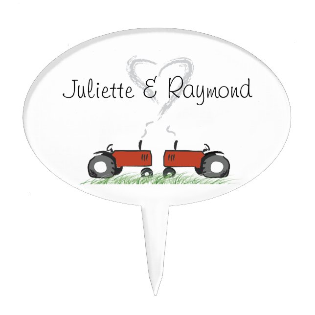 Red Tractor Wedding Cake Topper (Front)