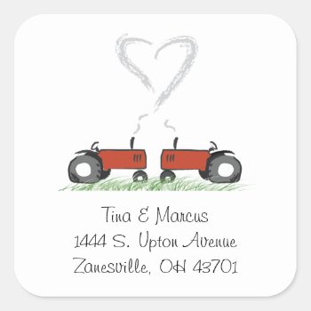 Red Tractor Wedding Envelope Seal by Tractorama at Zazzle