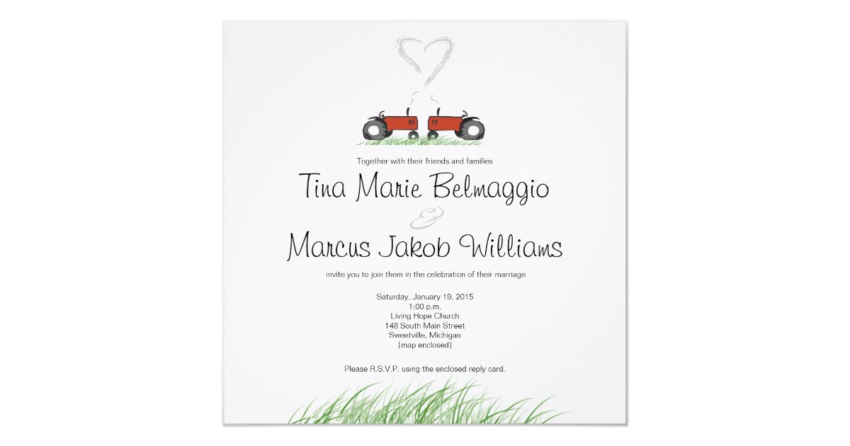 Tractor Wedding Invitations 5