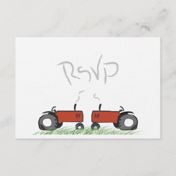 Red Tractor Wedding Rsvp Card by Tractorama at Zazzle